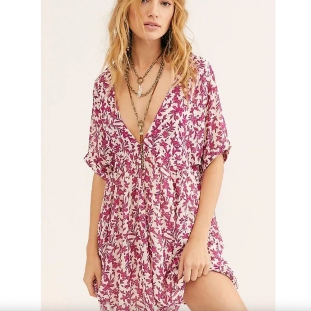 Free People Pink Floral Mini Dress